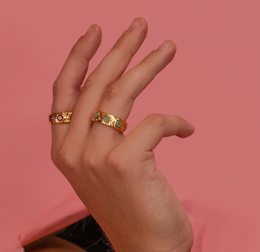 Gold moon drop rings