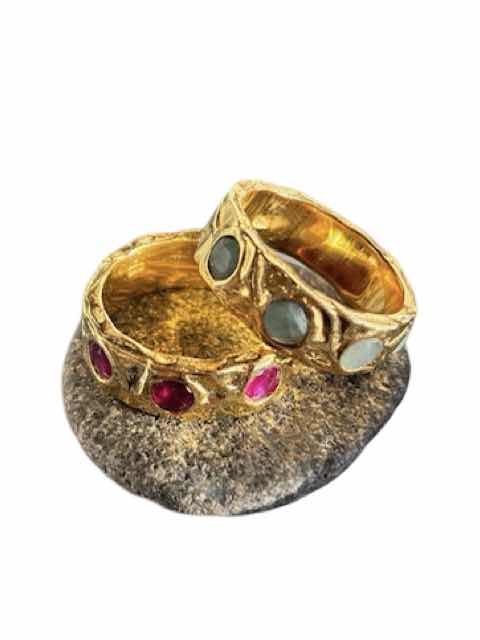 Gold moon drop rings